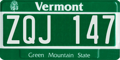 VT license plate ZQJ147