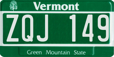 VT license plate ZQJ149