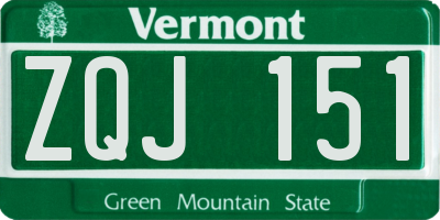 VT license plate ZQJ151
