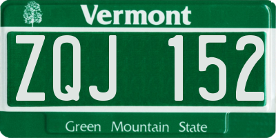 VT license plate ZQJ152