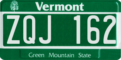 VT license plate ZQJ162