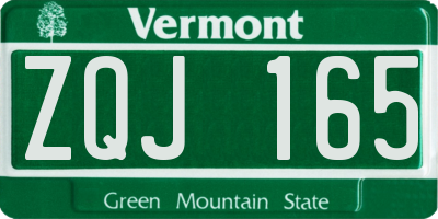 VT license plate ZQJ165