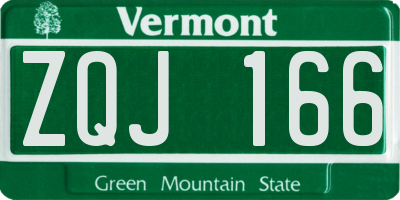 VT license plate ZQJ166