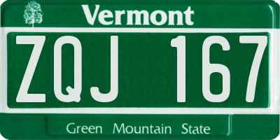 VT license plate ZQJ167