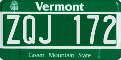 VT license plate ZQJ172