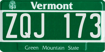 VT license plate ZQJ173
