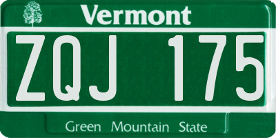 VT license plate ZQJ175