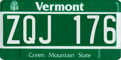 VT license plate ZQJ176