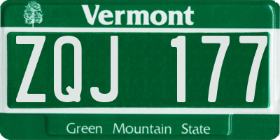 VT license plate ZQJ177