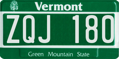 VT license plate ZQJ180