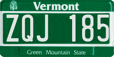 VT license plate ZQJ185