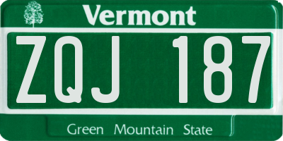 VT license plate ZQJ187