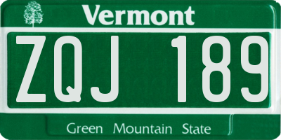 VT license plate ZQJ189