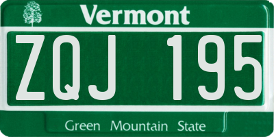 VT license plate ZQJ195