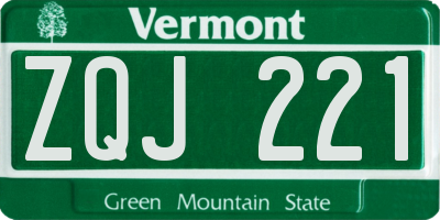 VT license plate ZQJ221