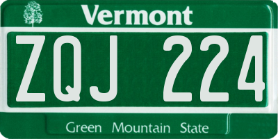 VT license plate ZQJ224