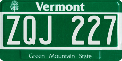 VT license plate ZQJ227