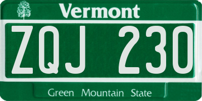 VT license plate ZQJ230