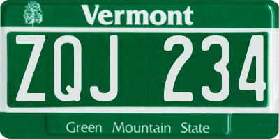 VT license plate ZQJ234