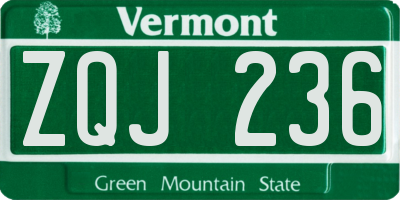 VT license plate ZQJ236