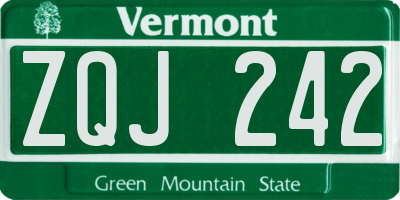 VT license plate ZQJ242