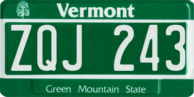 VT license plate ZQJ243