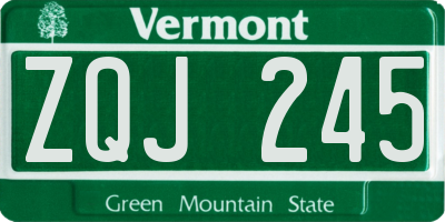 VT license plate ZQJ245