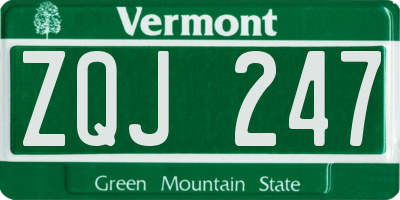VT license plate ZQJ247