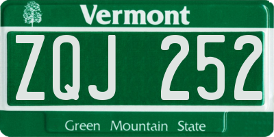 VT license plate ZQJ252
