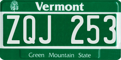 VT license plate ZQJ253