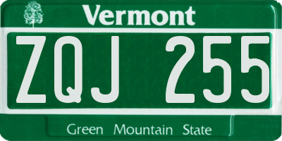 VT license plate ZQJ255