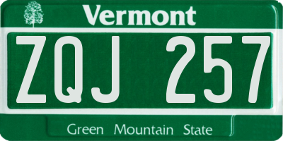 VT license plate ZQJ257