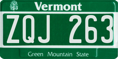 VT license plate ZQJ263