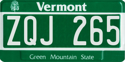 VT license plate ZQJ265