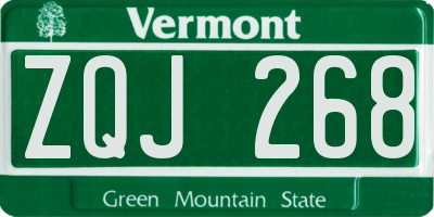 VT license plate ZQJ268