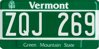 VT license plate ZQJ269