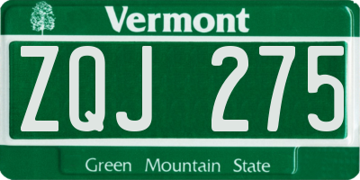 VT license plate ZQJ275