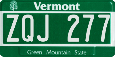 VT license plate ZQJ277