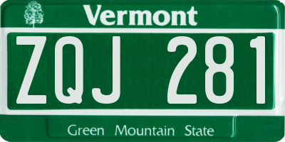 VT license plate ZQJ281
