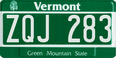 VT license plate ZQJ283