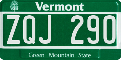 VT license plate ZQJ290