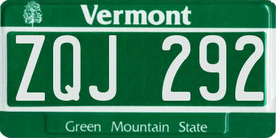 VT license plate ZQJ292