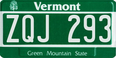 VT license plate ZQJ293
