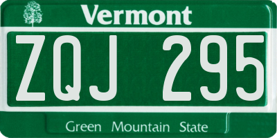 VT license plate ZQJ295