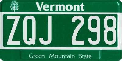 VT license plate ZQJ298