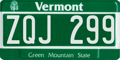 VT license plate ZQJ299