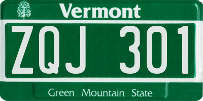 VT license plate ZQJ301