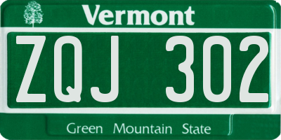 VT license plate ZQJ302