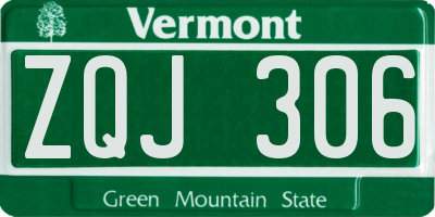 VT license plate ZQJ306