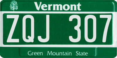 VT license plate ZQJ307